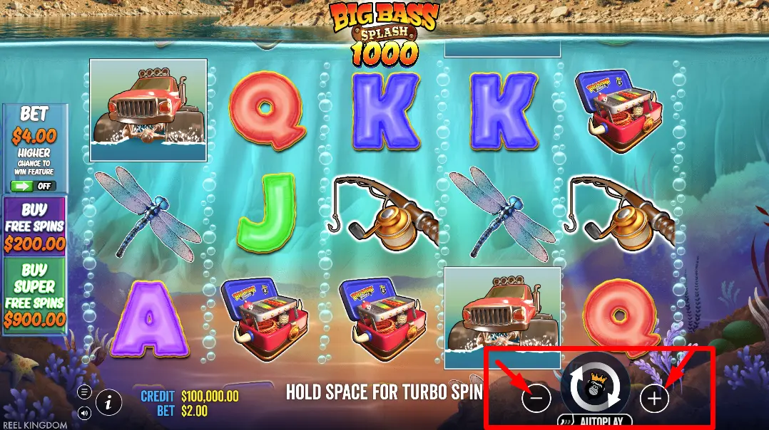 How to bet in Big Bass Splash 1000