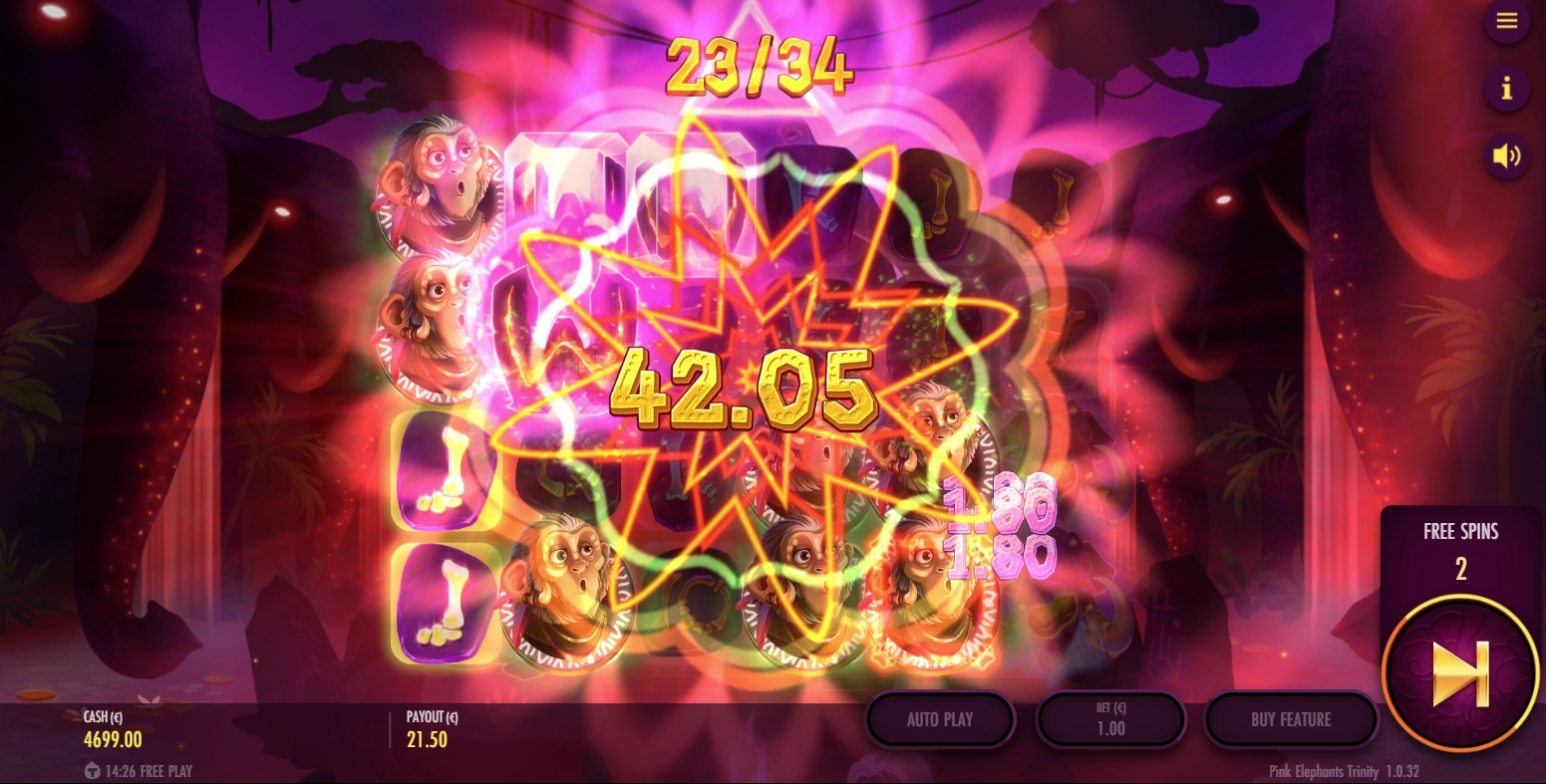 Significant win accumulated during the free spins bonus game feature